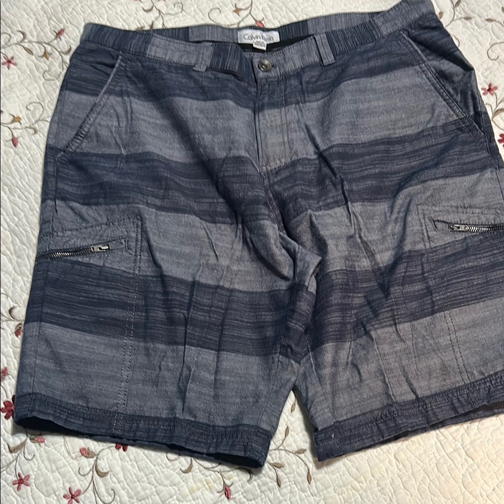 Calvin Klein Gray Cargo Pants with Modern Stripes